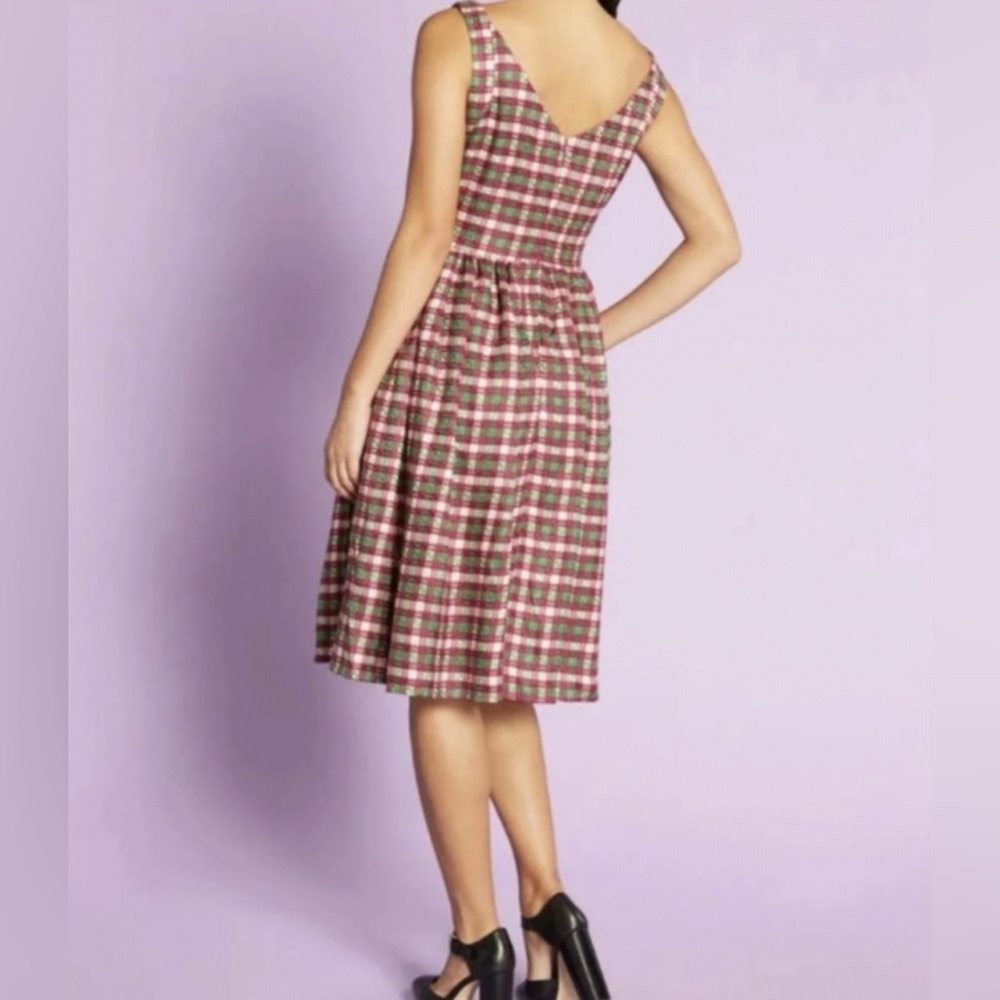 Anthropologie Saint Geraldine Purple Green Gingham Plaid Dress Size Large - Picture 2 of 15
